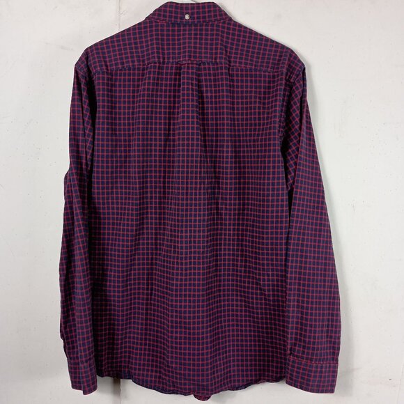 J Crew Slim Oxford Shirt Check Mens L Red Blue Preppy Ivy League Classic - Picture 7 of 8